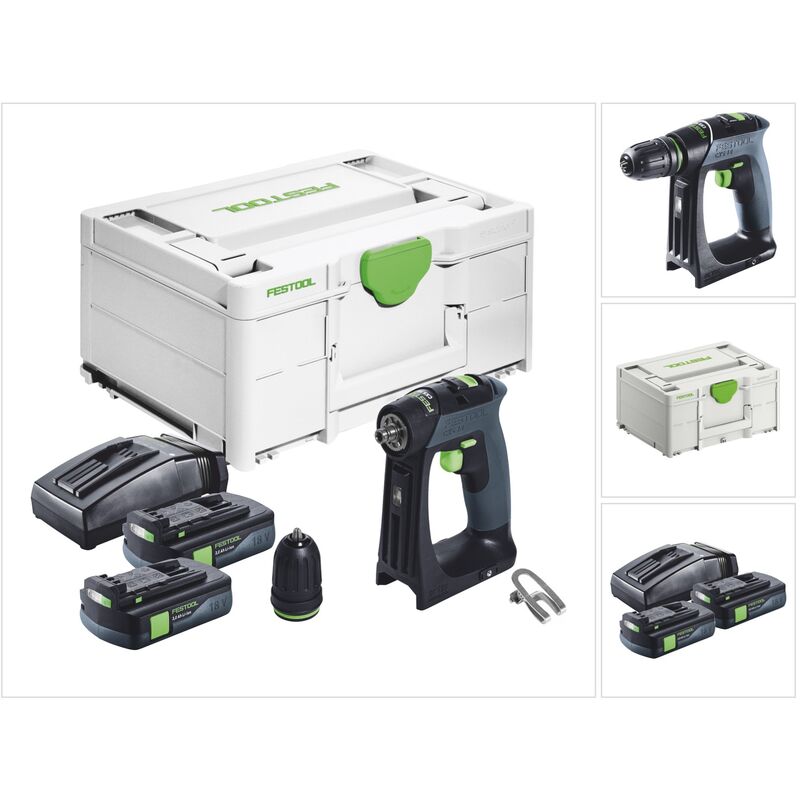 foto del prodotto trapano avvitatore a batteria festool cxs 18 18 v 40 nm brushless 2x batteria ricaricabile 3,0 ah caricabatterie systainer