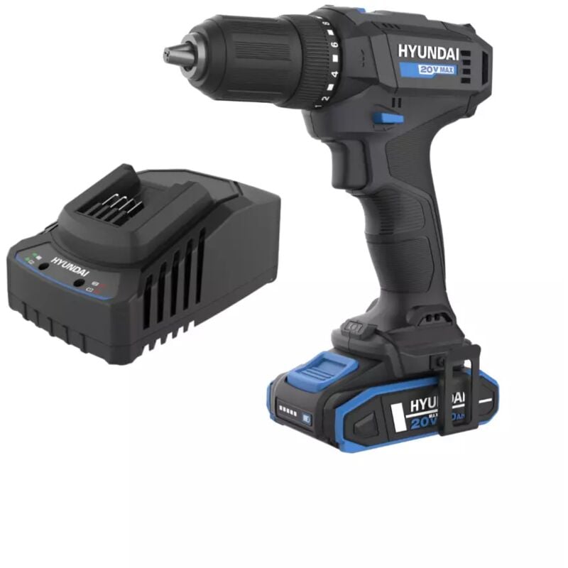 foto del prodotto trapano avvitatore a batteria hyundai 40 nm 20v 2ah e caricabatterie cod. 25870