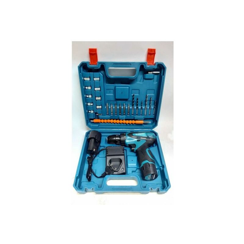 foto del prodotto trapano avvitatore a batteria litio 24 accessori in valigetta 12v 2 batterie