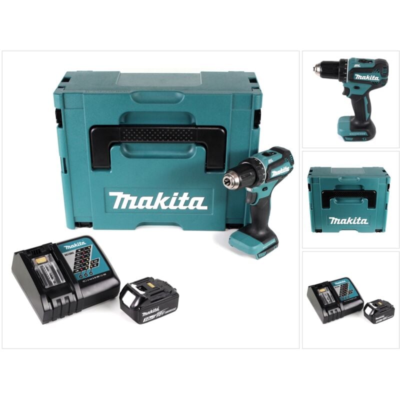 foto del prodotto trapano avvitatore a batteria makita ddf 485 rf1j 18v 50nm in makpac 1x batteria 3,0 ah caricabatterie