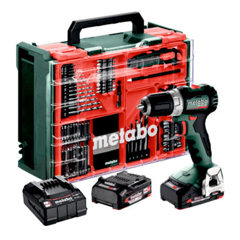 foto del prodotto trapano avvitatore a batteria metabo bs 18 l bl set2x 2,0 ah e caricabatterie con officina mobile
