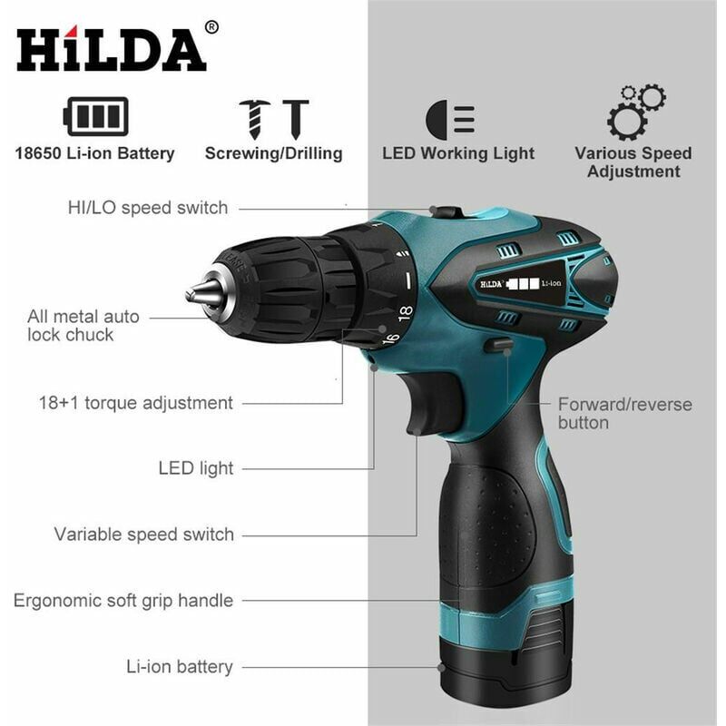 foto del prodotto trapano avvitatore a batteria mini utensile elettrico per trapano