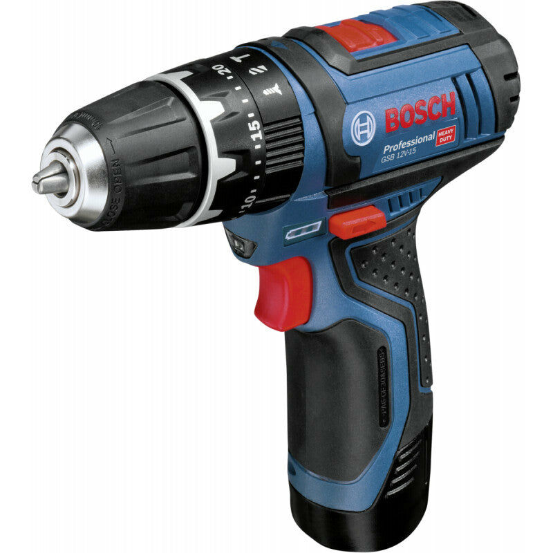 foto del prodotto trapano avvitatore a percussione 12v bosch professional 2 batterie gsb 12v 15