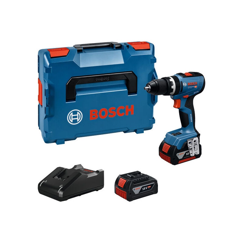 foto del prodotto trapano avvitatore a percussione a batteria gsb 18v 65 bosch con 2 batterie 18v 5.0ah caricabatterie l boxx 06019n3303