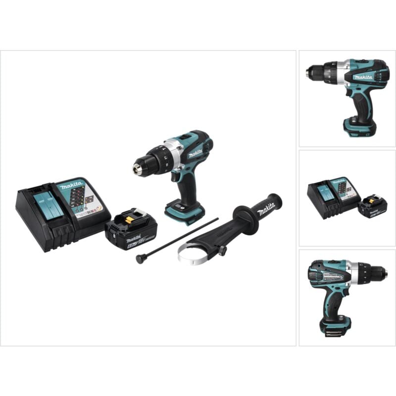 foto del prodotto trapano avvitatore a percussione a batteria makita dhp 458 rg1 18 v 91 nm 1x batteria 6,0 ah caricatore