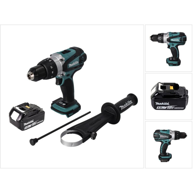 foto del prodotto trapano avvitatore a percussione a batteria makita dhp 458 t1 18 v 91 nm 1x batteria 5,0 ah senza caricabatterie