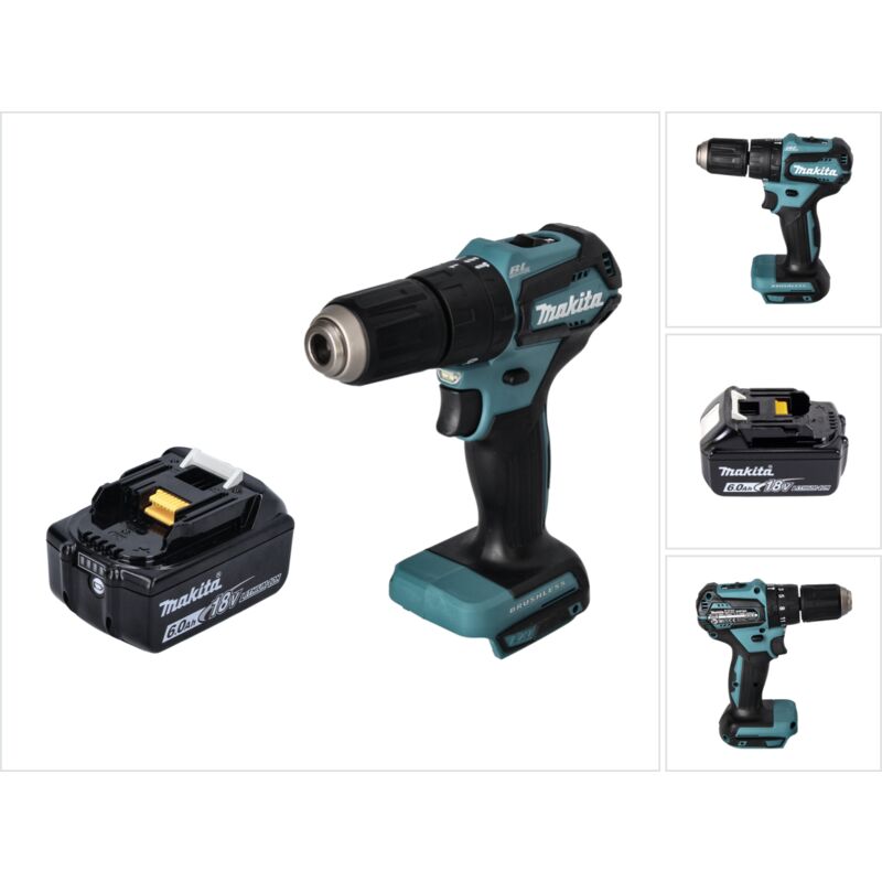 foto del prodotto trapano avvitatore a percussione a batteria makita dhp 483 g1 18 v 40 nm brushless 1x batteria 6,0 ah senza caricabatterie