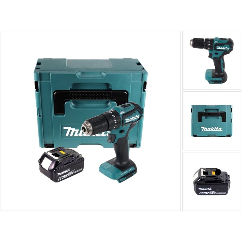 foto del prodotto trapano avvitatore a percussione a batteria makita dhp 483 g1j 18 v 40 nm 1x batteria 6,0 ah makpac senza caricabatterie