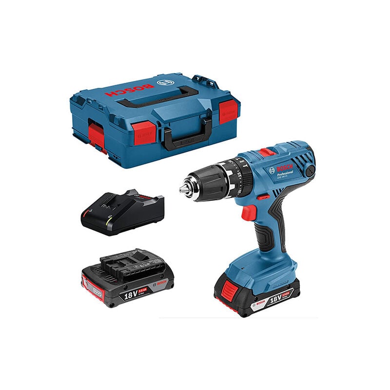 foto del prodotto trapano avvitatore bosch gsr 18v 21 2 batterie 2,0 ah, caricabatterie gal 18v 40 con l boxx 06019h1008