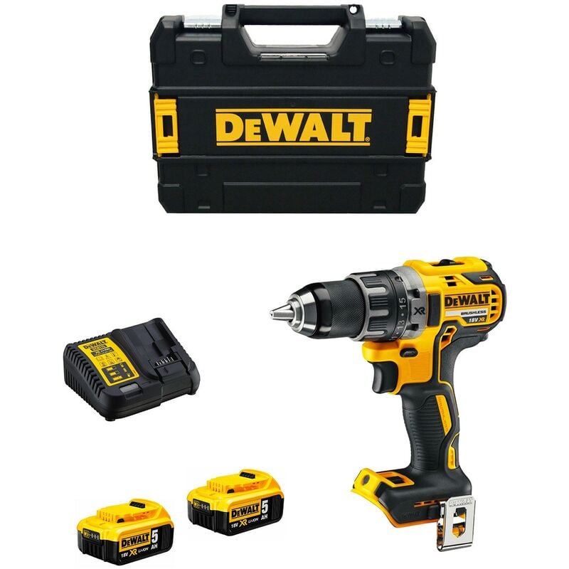 foto del prodotto trapano avvitatore brushless 18v dewalt + 2 batterie li-ion 5ah + valigetta tstak - dcd791p2