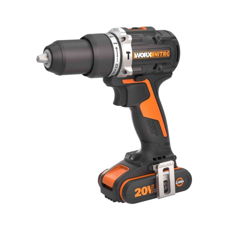 foto del prodotto trapano avvitatore con percussione worx wx352 20v batteria e carica inclusi