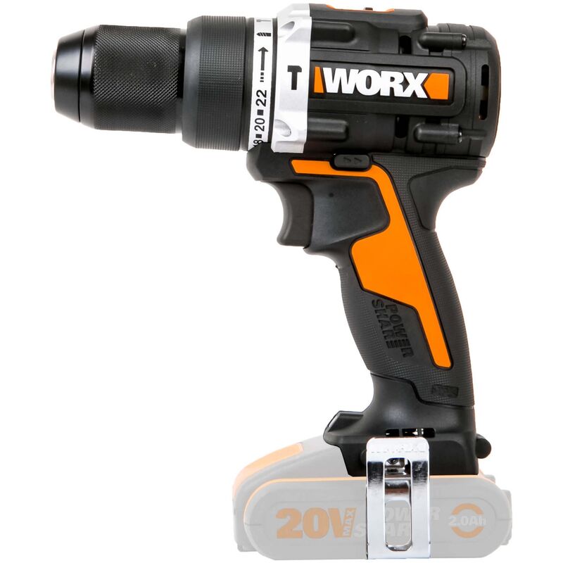 foto del prodotto trapano avvitatore con percussione worx wx352.9 20v senza batteria e carica