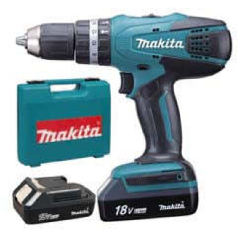 foto del prodotto trapano avvitatore percuss. 2 vel. 2 batt. litio 18v 1,5ah hp457dwe 2 batterie li ion da 1,5ah