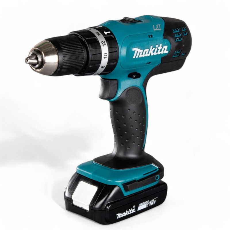 foto del prodotto trapano avvitatore percussione 18v 2 velocit 2 batterie litio 1,5ah rapido ergonomico con mandrino autoserrante e coppia 30nm per legno e metallo