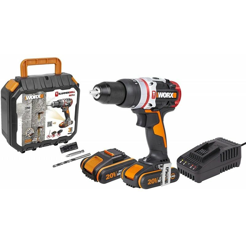 foto del prodotto trapano avvitatore tassellatore 2 batterie da 2,0ah worx wx354