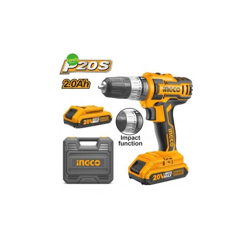 foto del prodotto trapano battente ingco 20v 2 batterie valigia