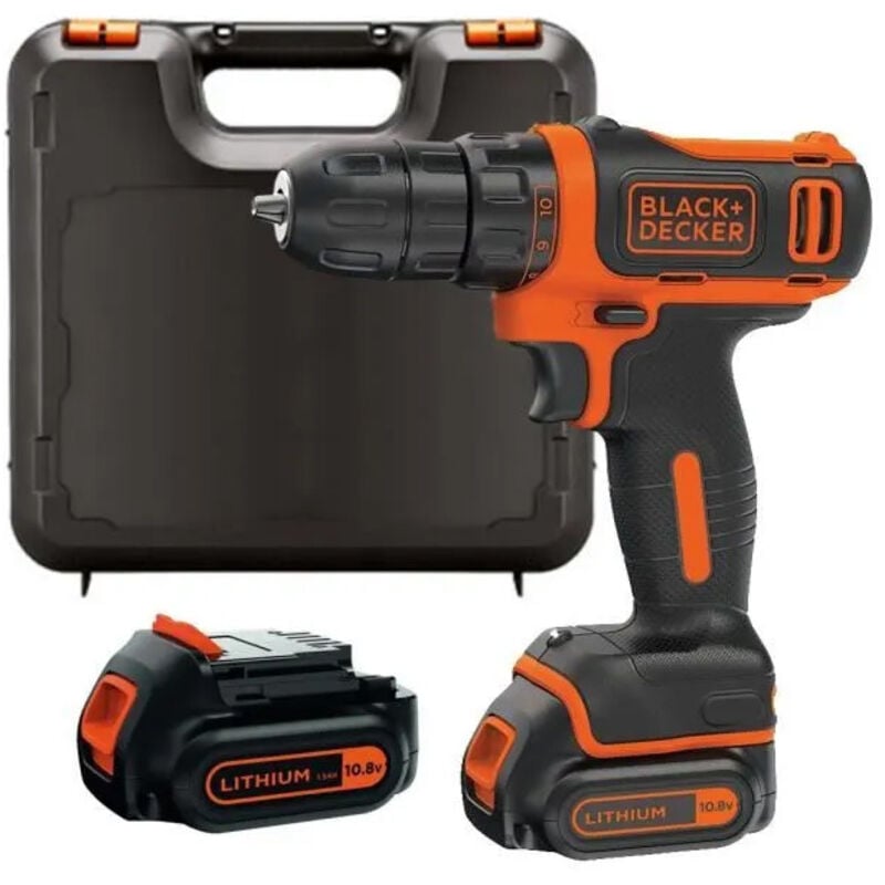 foto del prodotto trapano e avvitatore a batteria ultracompatto da 10,8v - blach decker - con 2 batterie da 18v 1,5ah - custodia - bdcdd12k1b-qw