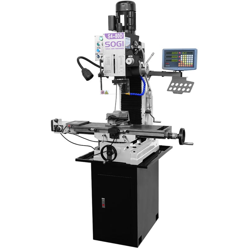 foto del prodotto trapano fresatrice professionale sogi s4 80d visualizzato 3 assi discesa automatica maschiatura