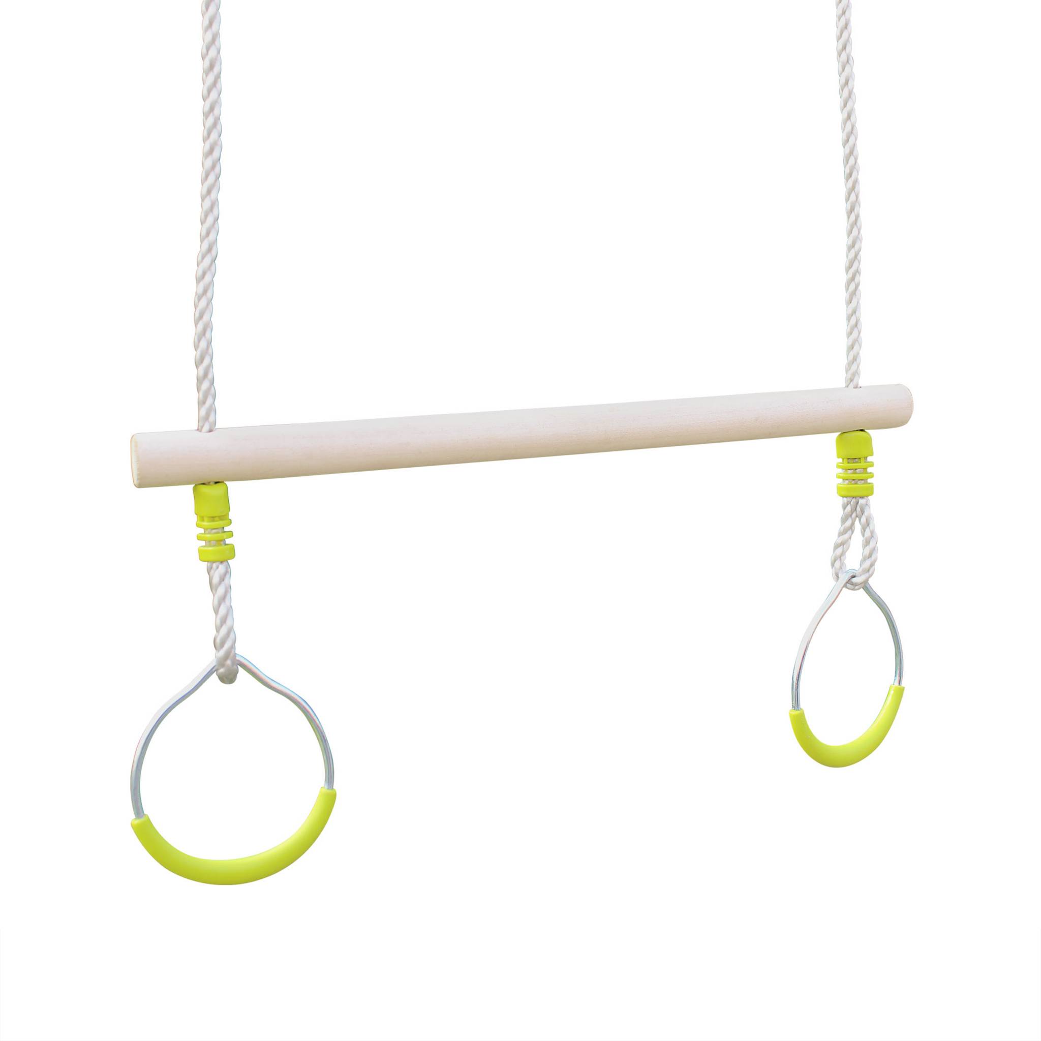 foto del prodotto trapezio in legno con anelli metallici per il cavalletto, verde