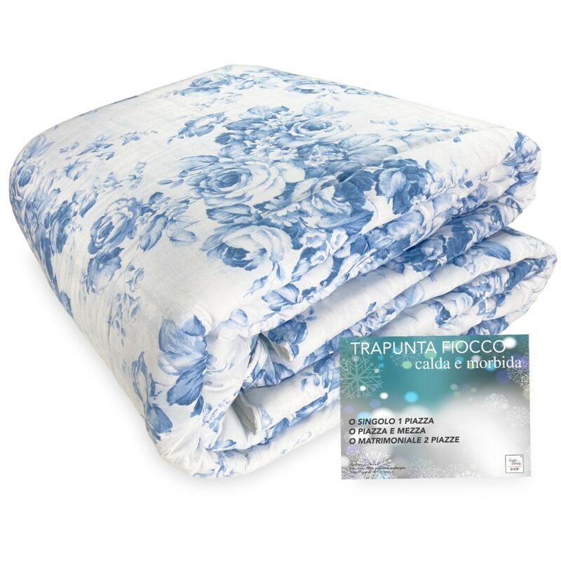 foto del prodotto trapunta fiocco barocco azzurro piumone invernale made in italy 1 piazza