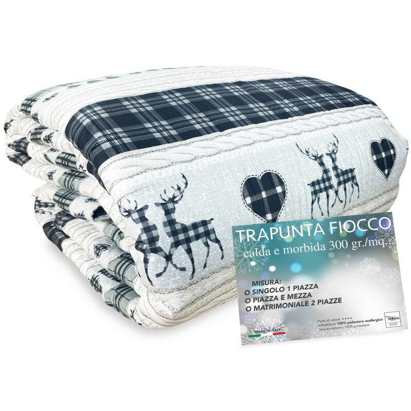 foto del prodotto trapunta fiocco coassolo grigio tirolese invernale made in italy 2 piazze