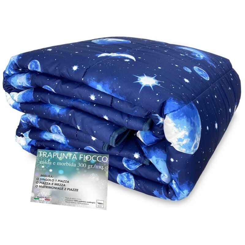 foto del prodotto trapunta fiocco luna lunare cielo stellato piumone made in italy 1 piazza