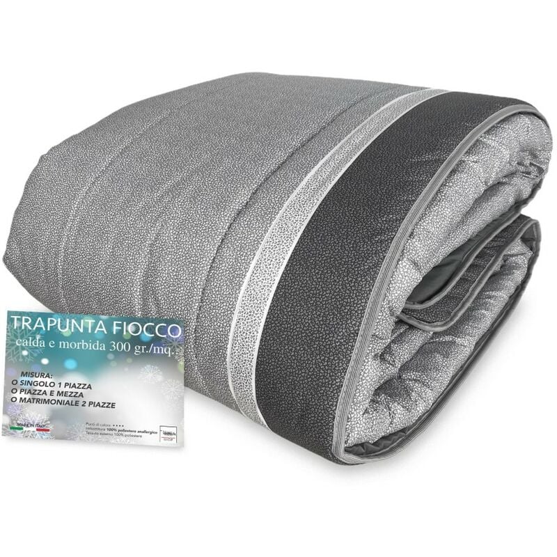 foto del prodotto trapunta fiocco puntinato grigio piumone invernale made in italy 1 piazza