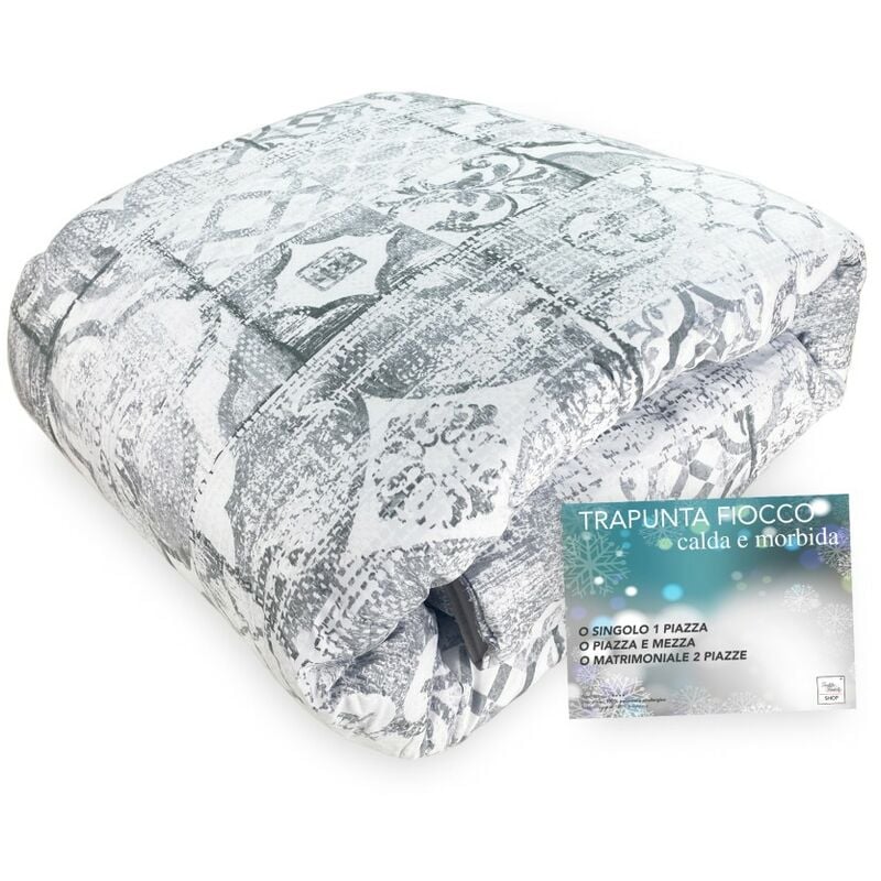 foto del prodotto trapunta fiocco sorrento grigio piumone invernale made in italy 2 piazze