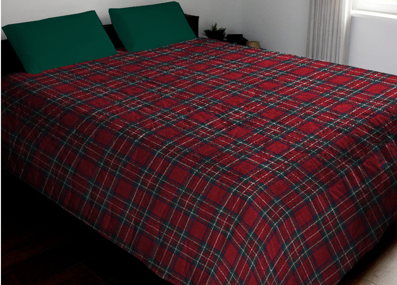 foto del prodotto trapunta piumone invernale 300gr cotone made italy disegno scozzese kilt rosso piazza e mezza kilt rosso