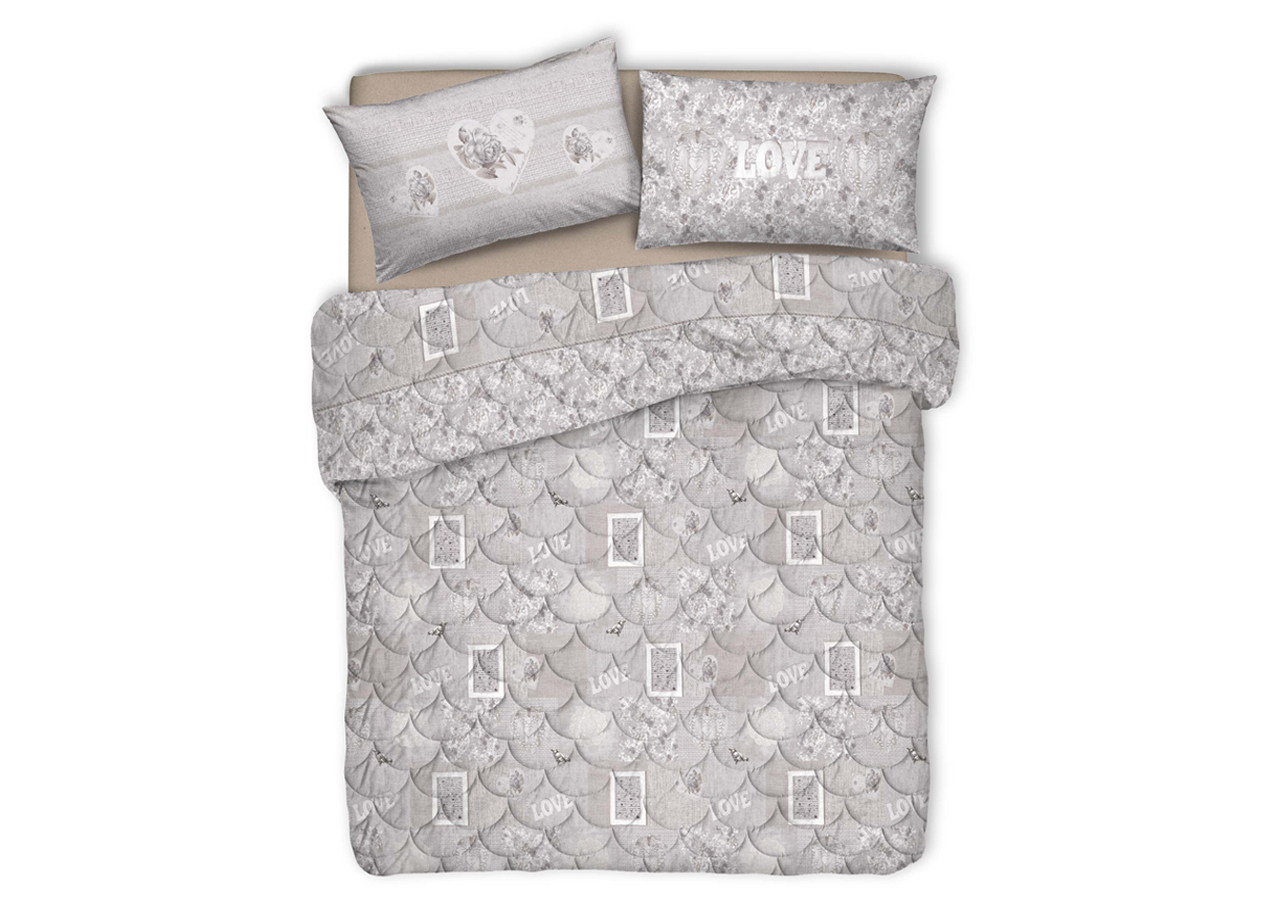 foto del prodotto trapunta piumone invernale linea pensieri delicati dis. romantic shabby grigio singolo grigio