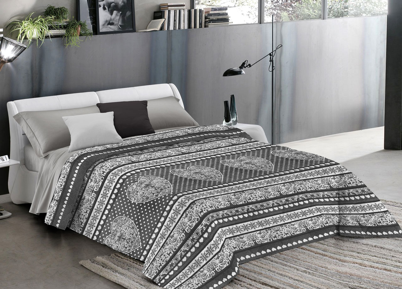 foto del prodotto trapunta piumone invernale linea pensieri delicati disegno new tirolo matrimoniale grigio