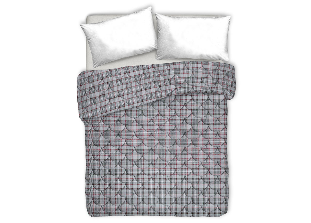 foto del prodotto trapunta piumone invernale linea pensieri delicati disegno tartan scozzese singolo grigio