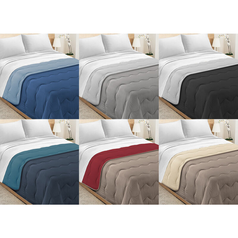 foto del prodotto trapunta piumone letto invernale imbottita 300gr microfibra double face bicolor, misura2 piazzecolorebordeaux-tortora