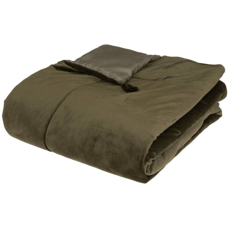 foto del prodotto trapunta sonia in velluto verde cachi 80x180cm atmosphera cr ateur d int rieur