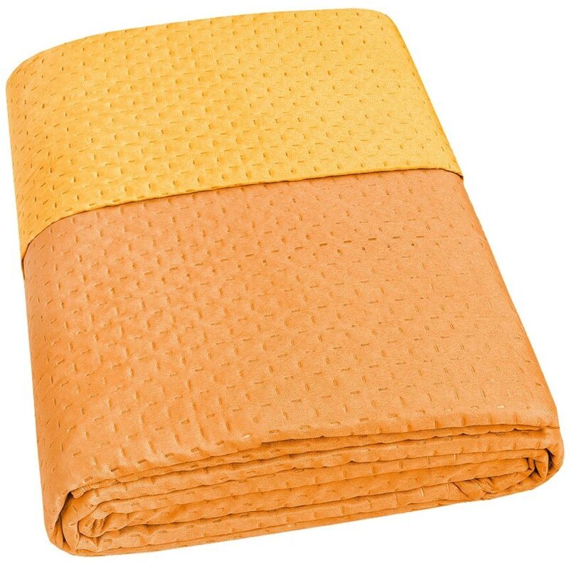foto del prodotto trapuntino copriletto double face mezza stagione coperta trapunta leggera arancione - 1 piazza 150x255