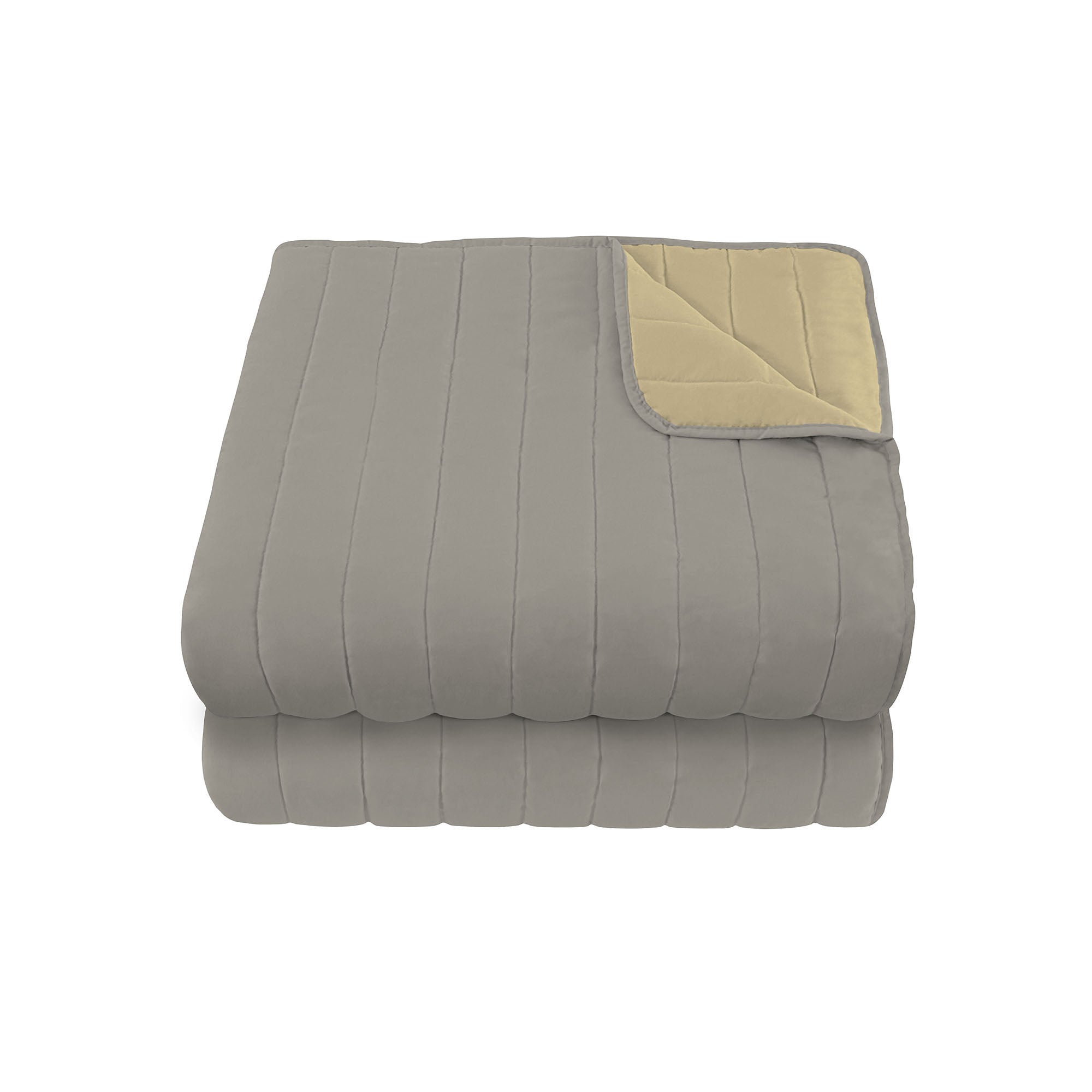 foto del prodotto trapuntino double face matrimoniale 100gr in microfibra panna grigio chiaro