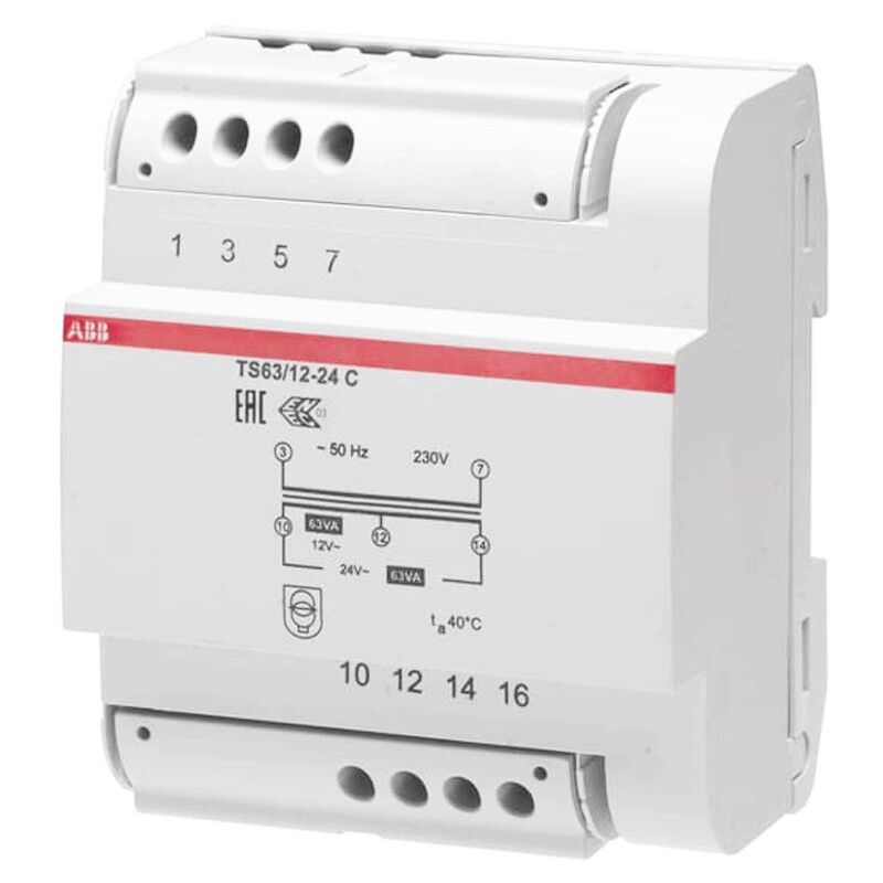foto del prodotto trasformatore modulare abb ts63 12 24 63va 12 24v m429287