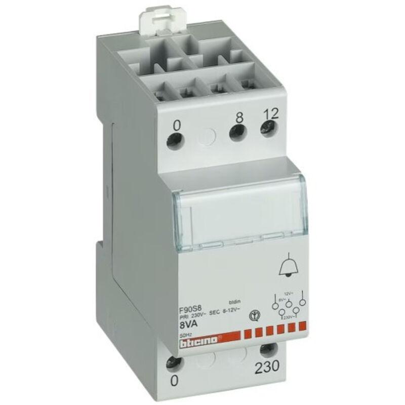 foto del prodotto trasformatore per campanelli 230 12 8va btdin bticino cod. f90s8 