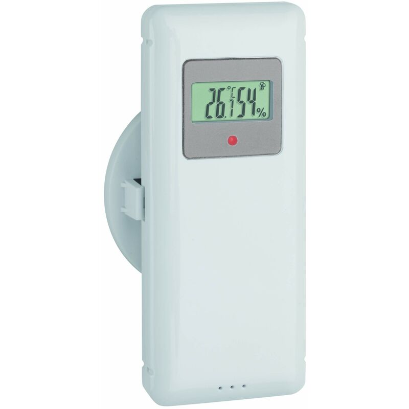foto del prodotto trasmettitore termoigrometrico, 30.3244.02, trasmettitore esterno per stazione meteo 35.1156.01, con display, bianco, l65 x l40 x h110 mm tfa