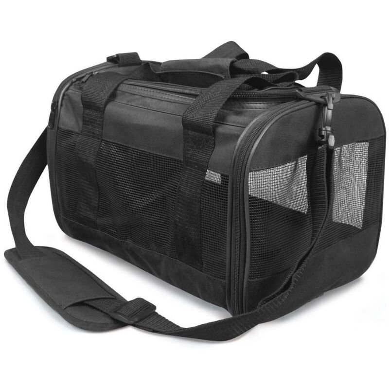 foto del prodotto trasportino con rete in pvc impermeabile con interno in eco pelliccia e gangio interno per cani e gatti 46 x 25,5 x 26,5h cm