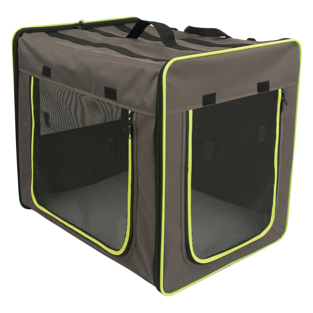 foto del prodotto trasportino first class basic grigio scuro / verde fluo per cani - s: l 53,5 x p 38 x h 46 cm