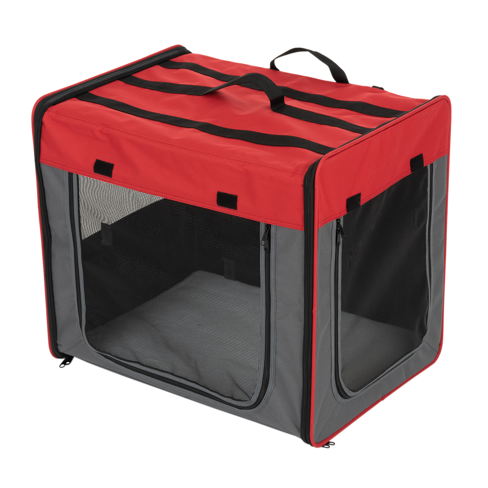 foto del prodotto trasportino first class basic rosso grigio per cani m l 61 x p 46 x h 53,5 cm