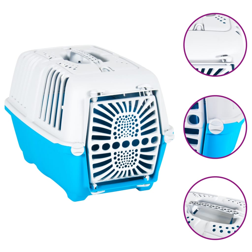 foto del prodotto trasportino per animali bianco e blu 55x36x36cm polipropilenecod mxl 73326