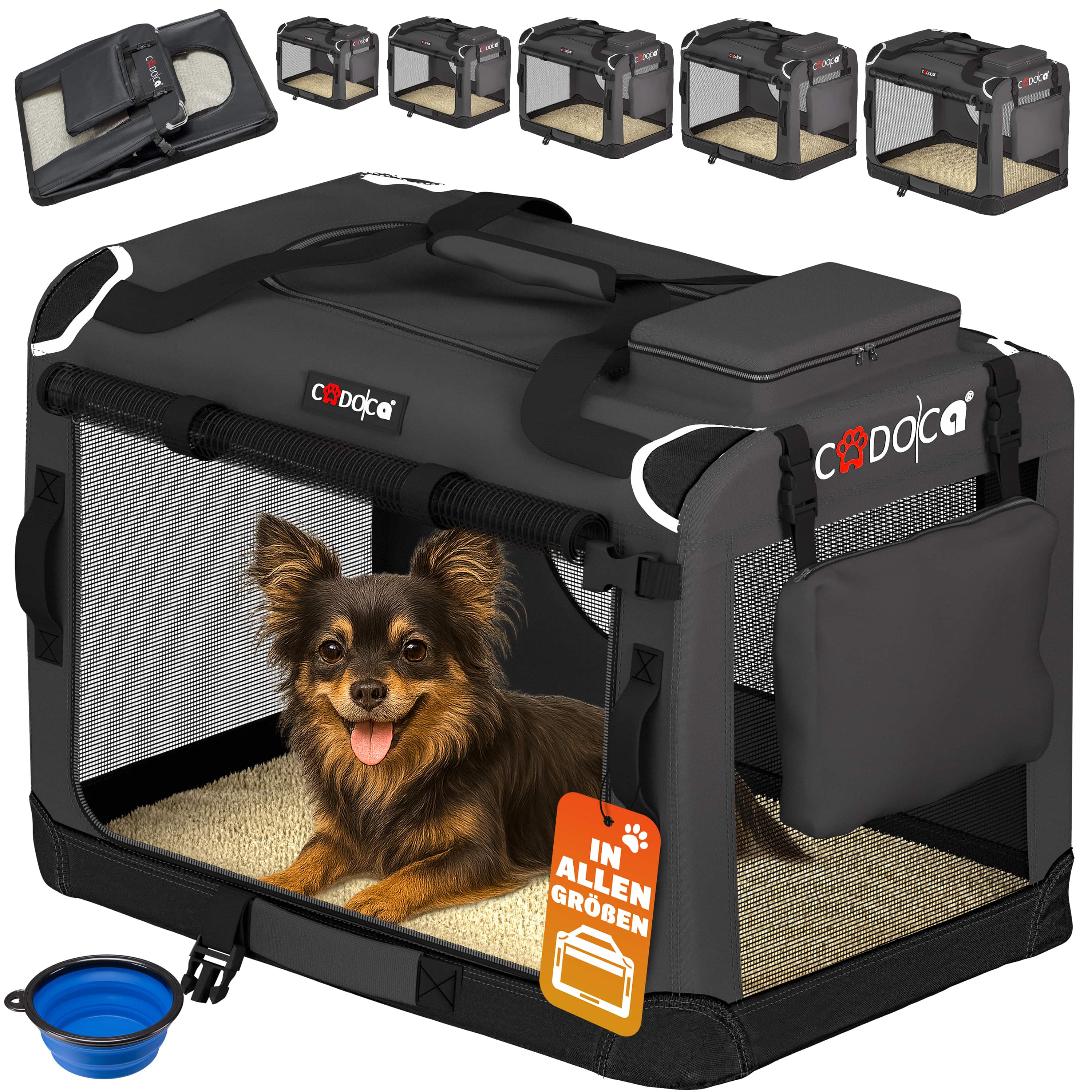foto del prodotto trasportino per cani antracite s 50x34x36cm pieghevole