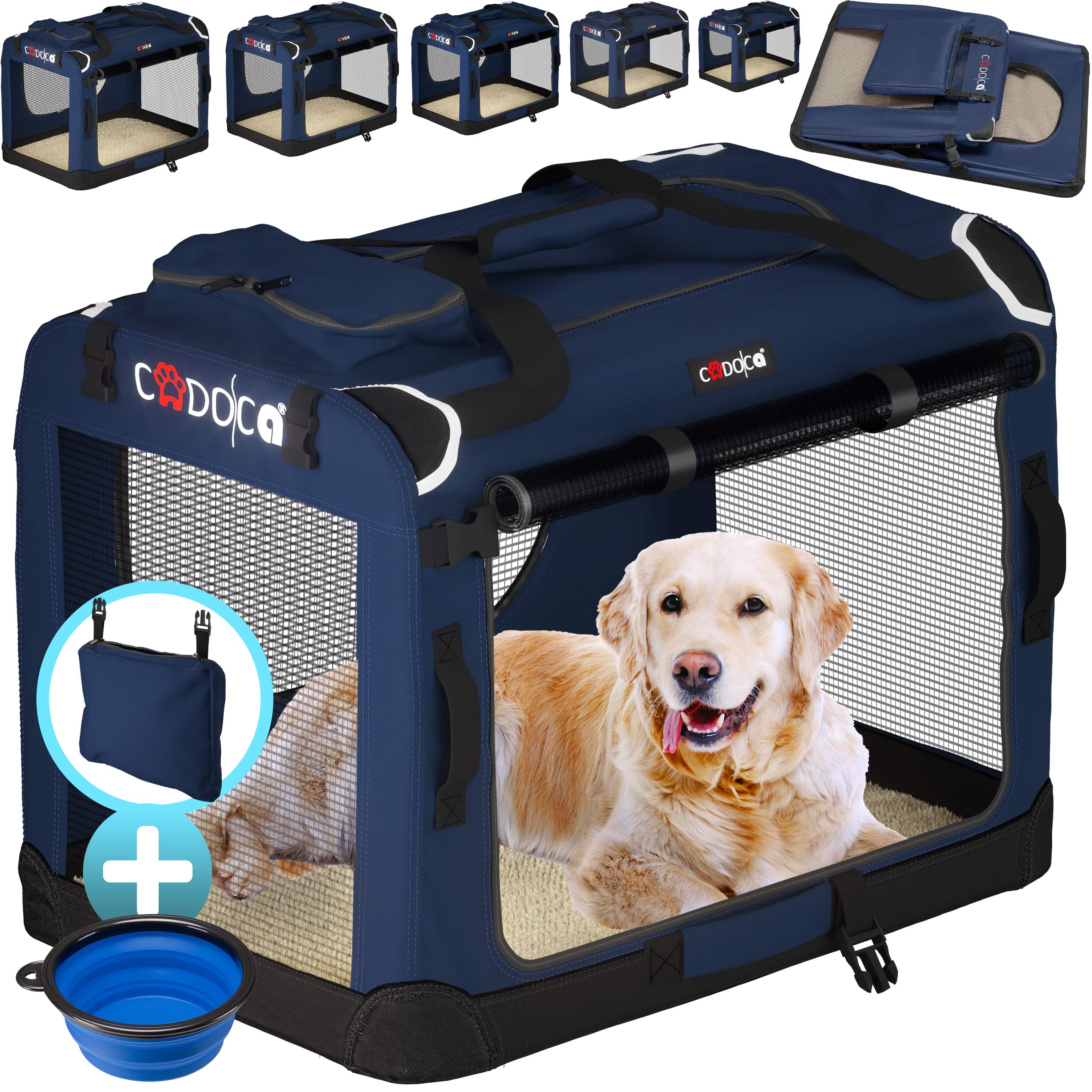 foto del prodotto trasportino per cani blu navy xxl 90x60x66cm pieghevole