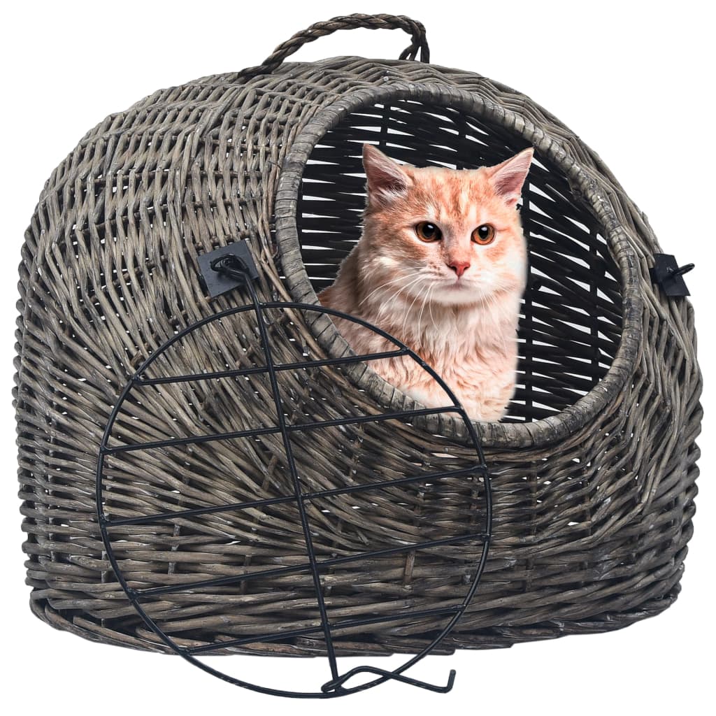 foto del prodotto trasportino per gatti grigio 60x45x45 cm in salice naturalecod mxl 129387