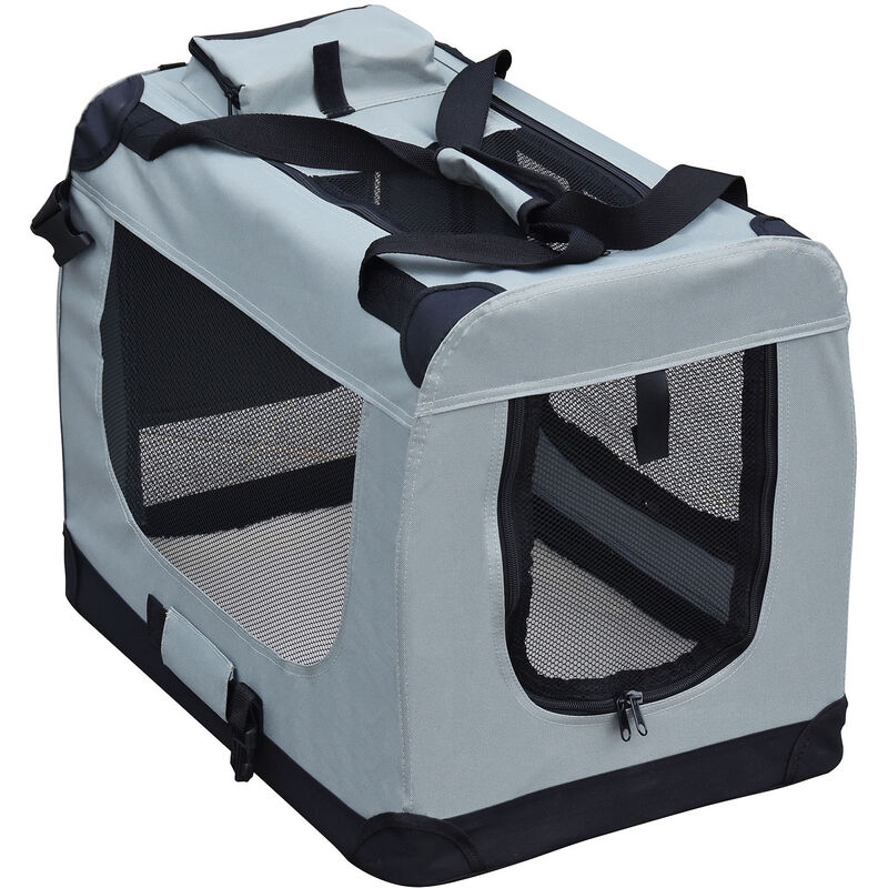 foto del prodotto trasportino pieghevole grigio per animali domestici taglia s 50x35x35cm , maniglia copertina fudajo
