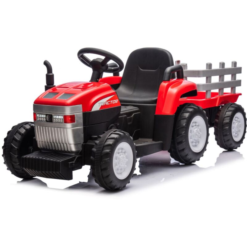 foto del prodotto trattore elettrico per bambini con rimorchio 12v rosso