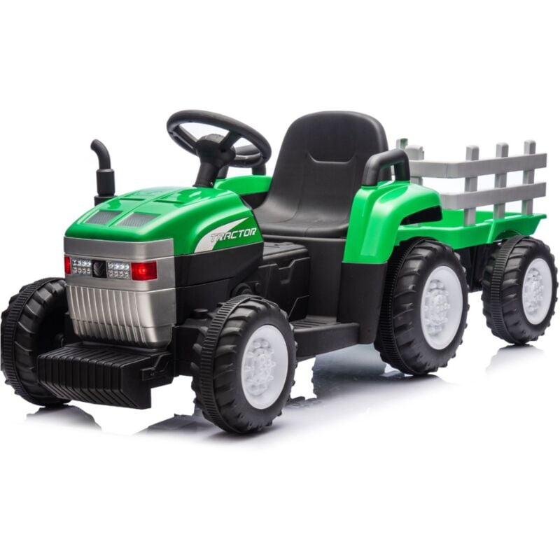 foto del prodotto trattore elettrico per bambini con rimorchio 12v verde