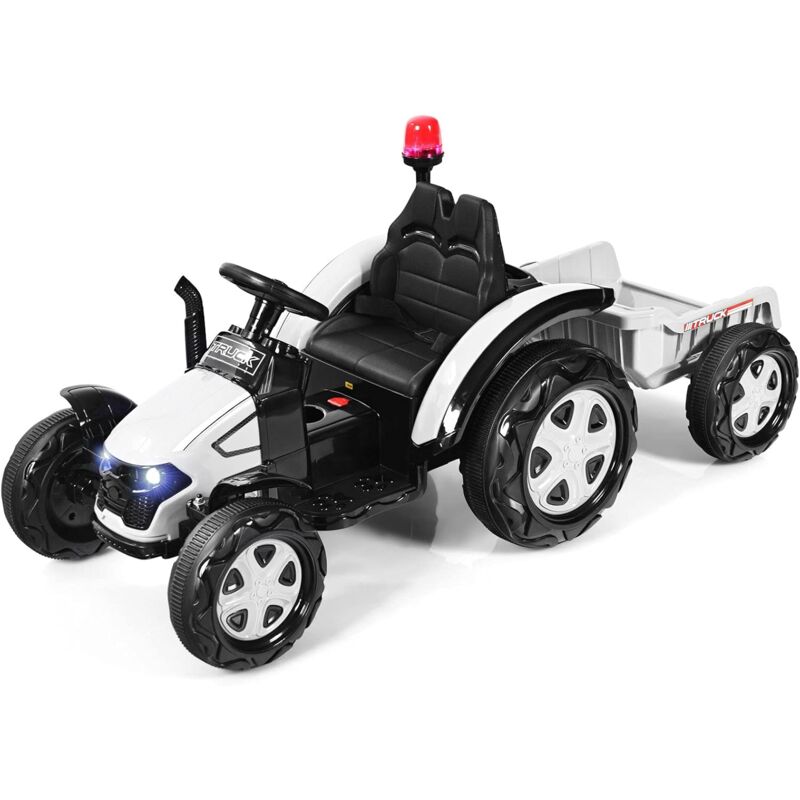 foto del prodotto trattore elettrico per bambini con rimorchio, trattore giocattolo con rimorchio per bambini 3 8 anni, con telecomando e cintura di sicurezza a 2